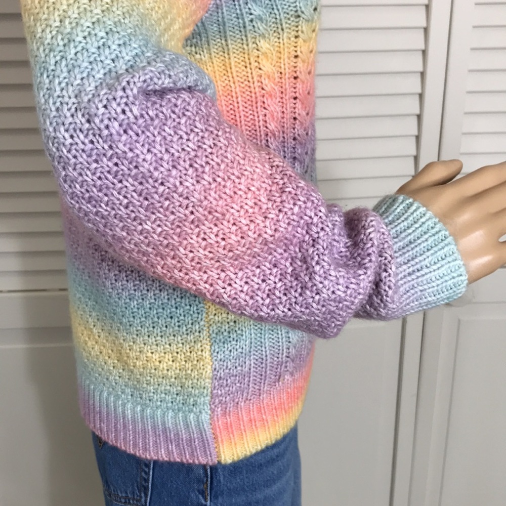 Loft Ann Taylor Multicolor Pastel Rainbow Sweater Small - Picture 9 of 14